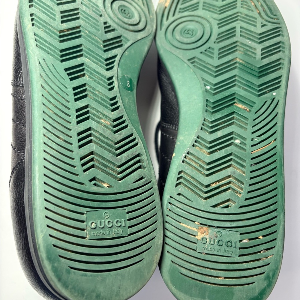 Gucci Black Leather Men's Sneakers men's size 10 - Picture 12 of 14
